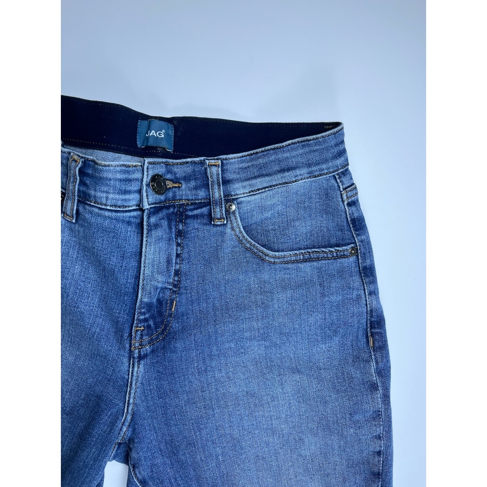 Jag Carter Girlfriend Jeans Womens 8/26 Medium Wash Floral Embroidered Cuff Blue - Picture 3 of 14